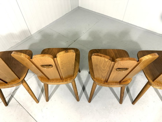 Image 1 of Set of 4 Brutalist farmhouse dining chairs 1950s