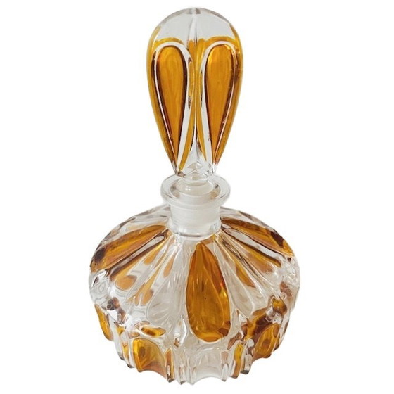 Image 1 of Artdeco stijl parfumfles persglas amber transparant 1950's