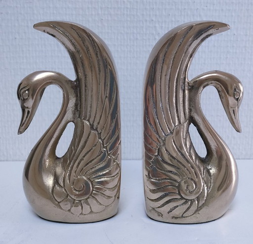 paire serre-livres oiseaux laiton vintage