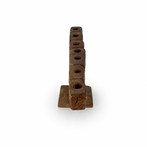 Vintage Menora (7-armig) / Kandelaar in brutalistisch design / Volkskunst – Decoratieve objecten, Wood (photo 6 of 11)