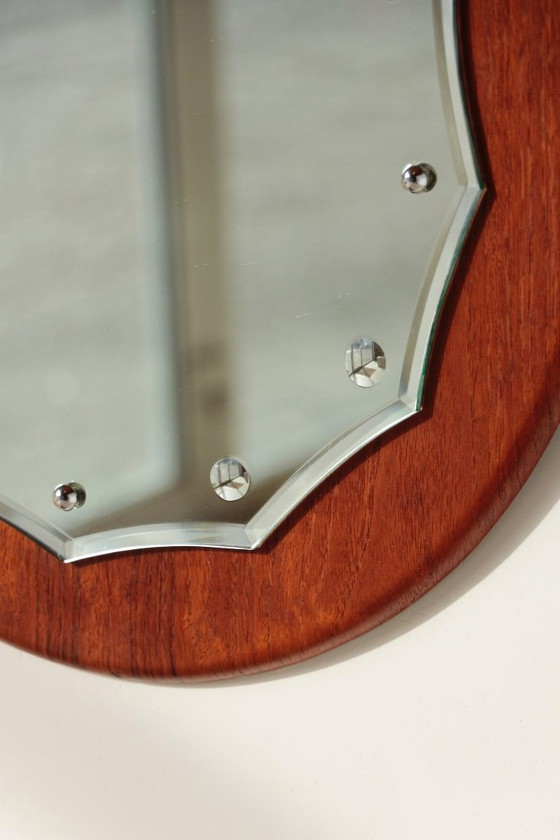 Image 1 of Vintage Round Teak Mirror from the 1960s - 02.10.25.03