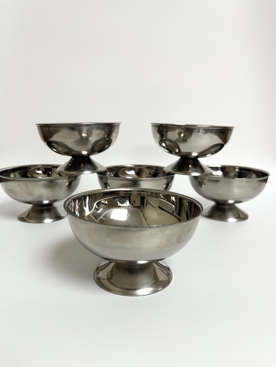 Image 1 of Set di 6 tazze da dessert vintage placcate in argento - Francia, anni '60