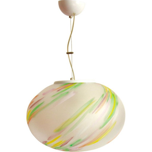 Vintage Primavera pastel Murano glass pendant lamp, Italy 1970s