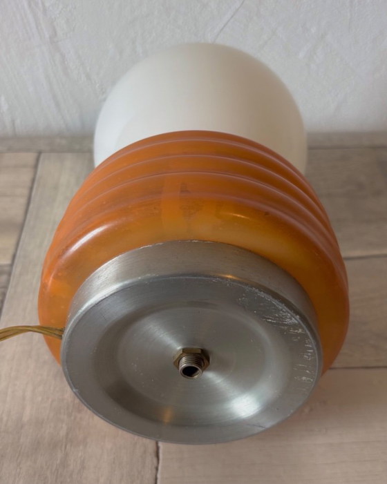 Lampada sferica vintage - Vetro opalino - Space Age - Anni '70 - Fungo, Lampade da tavolo, Arancione (foto 11 di 11)