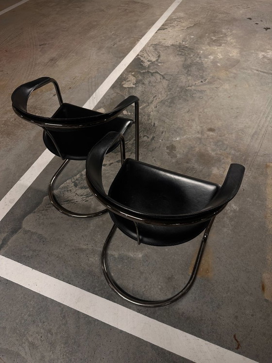 Chaises Arrben Canasta - Design années 1970 – Chaises & fauteuils, Leather, Metal (photo 3 of 5)