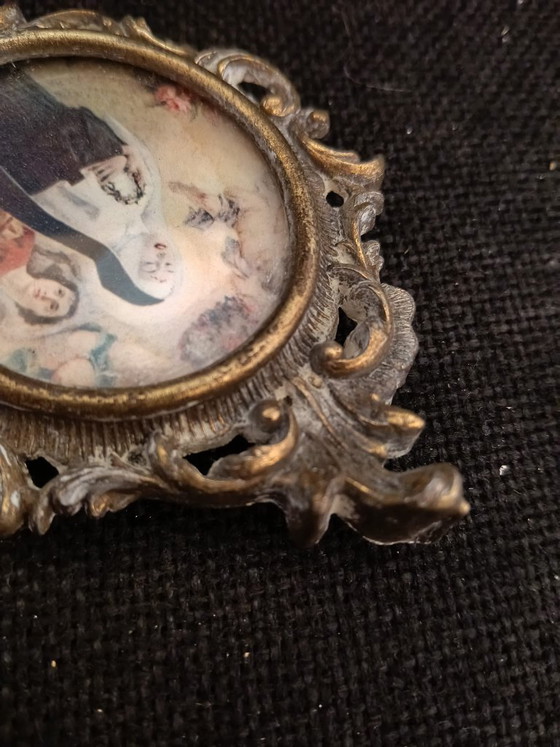 cornicetta ovale in stile barocco anni 50 in ottone – made in italy, Cornici (photo 3 of 6)