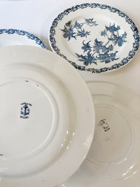 Image 1 of 4 Clairefontaine Ironstone Plates, Righi Pattern
