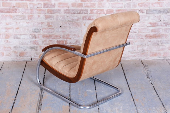 Restored Bauhaus Armchair, by R. Slezak, Model K32, Beech, Chrome, Czech, 1930s – Textile, Wood (photo 4 of 22)