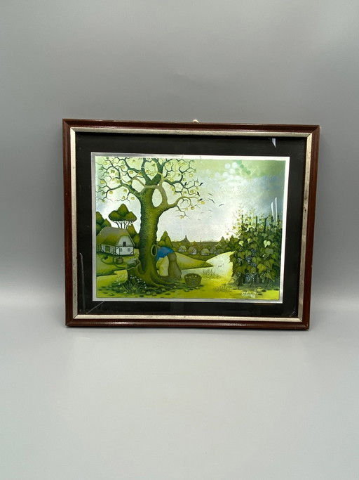 Ivo Cenkovčan – Druck auf Metallfolie – Kroatische Naive Kunst – 1982
