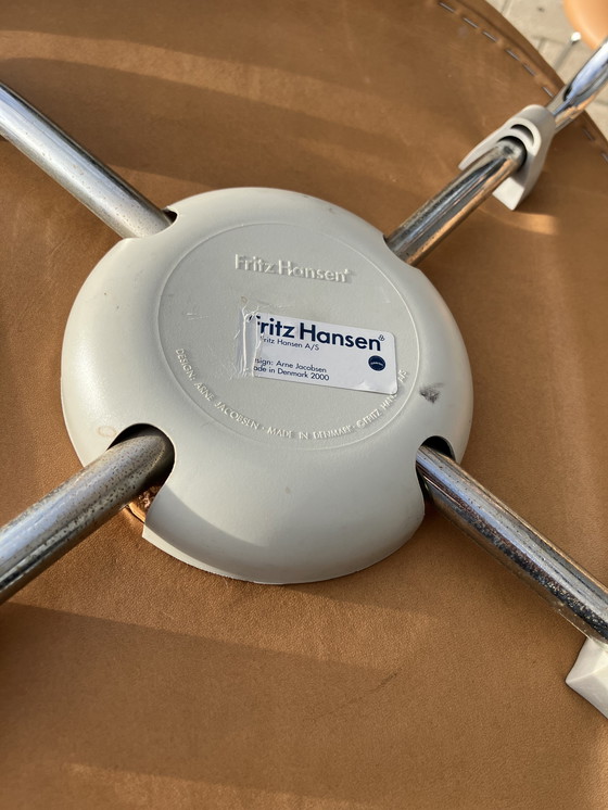 Image 1 of Sedie Butterfly serie 7 di Fritz Hansen in pelle Camel NUOVE!!