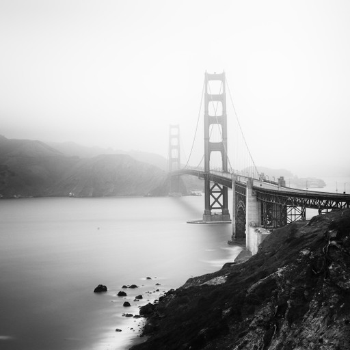 Golden Gate Bridge Detalle 2, California, Fotografía de Bellas Artes en Blanco y Negro