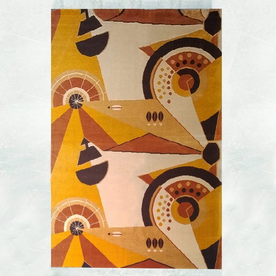 Image 1 of 1950s Constructivist Mechanical Futuristic Rug/Tapestry. Made in France