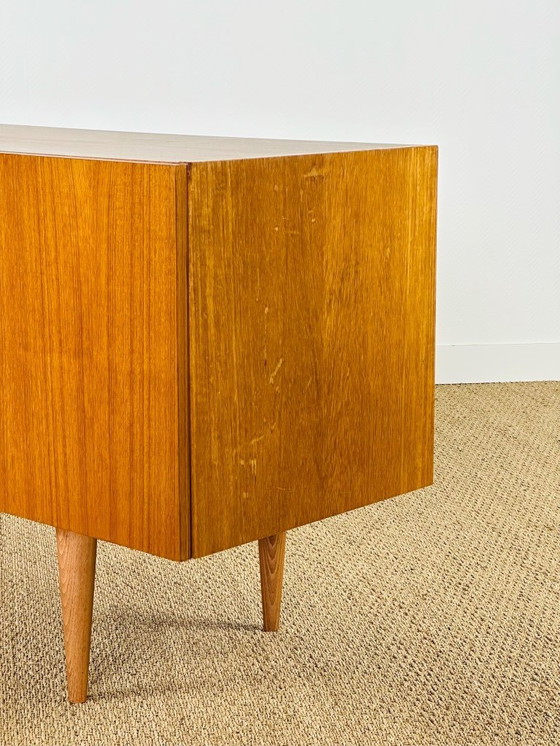Image 1 of Scandinavian teak sideboard with 4 doors and tapered legs, 1960s