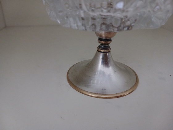 Bonbonnière vintage en cristal (bonbonschaal) avec couvercle assorti – Bols, Crystal, Metal (photo 2 of 7)