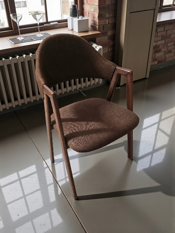 Image 1 of 6 sillas de comedor de diseño danés tapizadas en lino