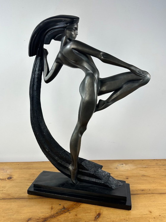 Image 1 of Regule statue "The Dancer with Drapery" signed A. Danel 1990