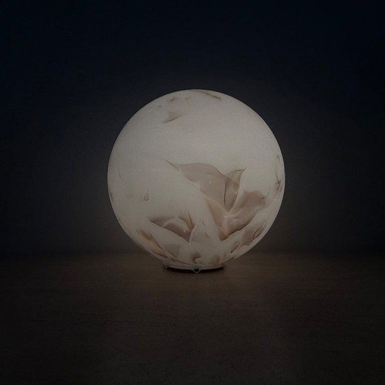 Image 1 of Vintage glass table lamp marble decor , 1970s 