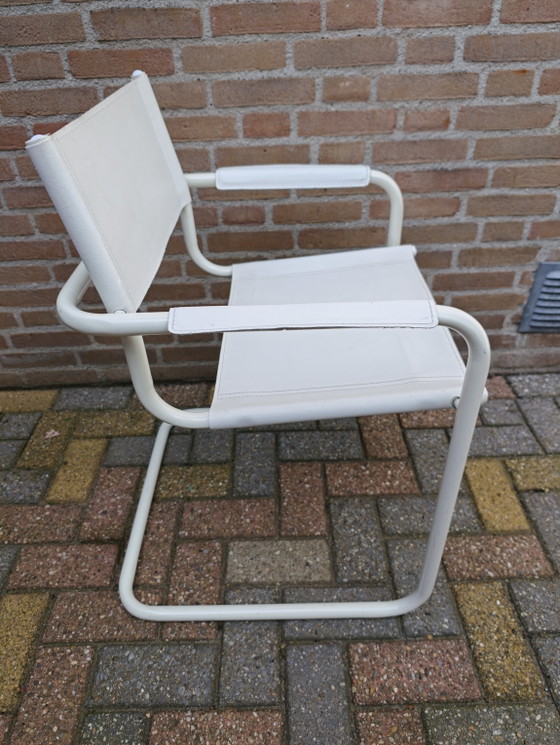 Sedia a Sbalzo Vintage Stile Bauhaus, Bianca Made In Italy – Sedie da pranzo, Leather, Metal (photo 2 of 7)