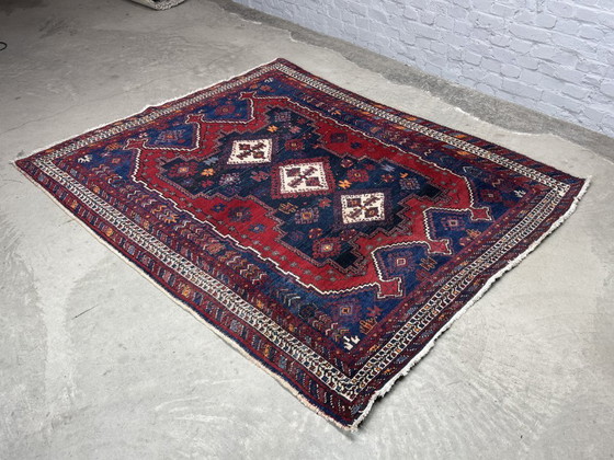 Image 1 of Vintage Hand-Knotted Tribal Wool Rug with Geometric Medallions, Persia / Central Asia, c. 1970s, 160x200 cm