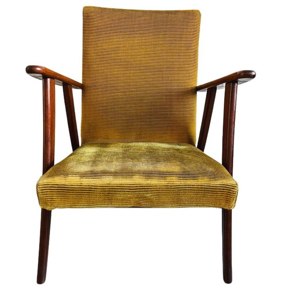 Image 1 of Vintage mid-century Scandinavian armchair teak ochre yellow 1960's