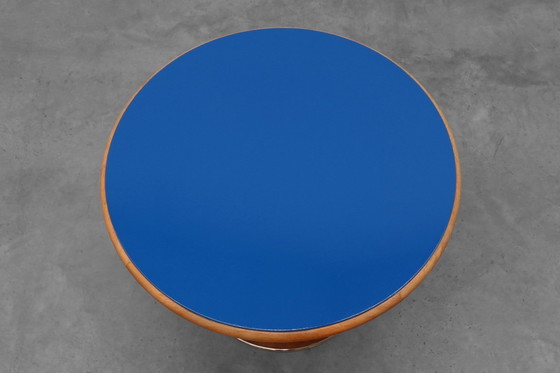 Image 1 of Vintage Round Tulip Coffee Table with Blue Top, France ca. 1960