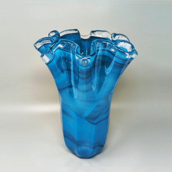 Image 1 of 1970s Exquisite "Fazzoletto" Murano Glass Vase by Dogi. Made in Italy