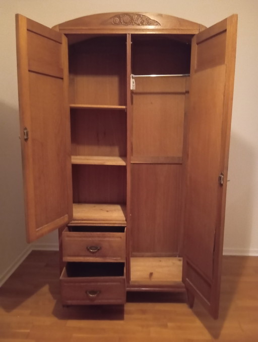 Parisian Art Deco oak wardrobe – kledingkasten, Metal, Wood (photo 2 of 6)