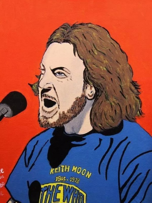 Drawing of a shirt with the name Keith Moon by The Who