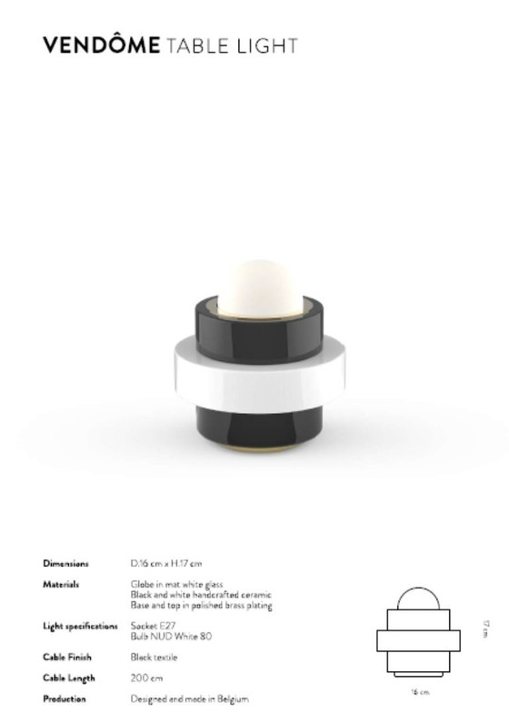 Image 1 of Casalto Vendome Designer-Tischleuchte aus Keramik – Messingdetails