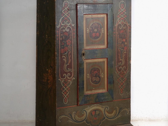 Armadio Dipinto d'Arte Popolare, Europa Centrale, datato 1814, Armadi contenitori, Altro, Legno, Rosso (foto 12 di 49)