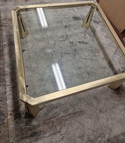 Brass en glass coffe table by Peter Ghyczy 