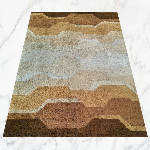 Italienischer Wollteppich im Mid-Century-Modern-Stil mit geometrischem Muster, 1970er Jahre
