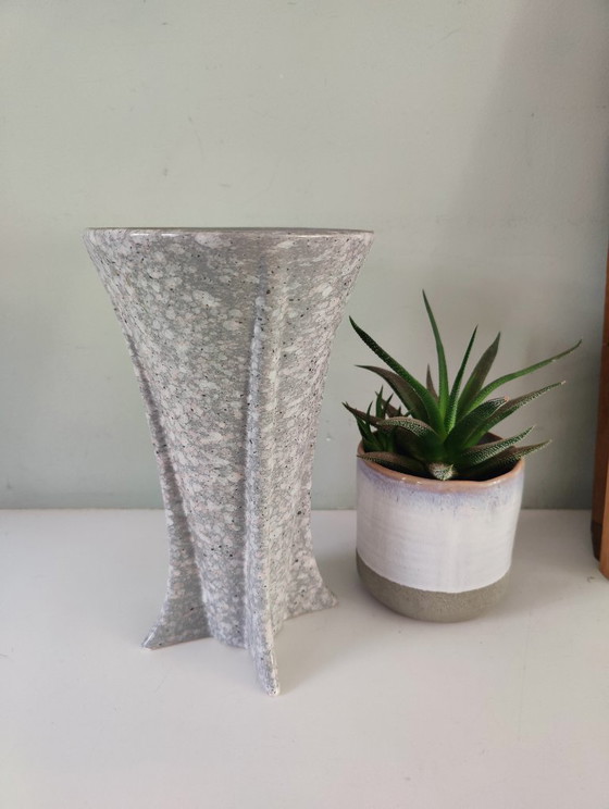 Image 1 of Faux granite postmodern vase with pink tones - Italian 1980s