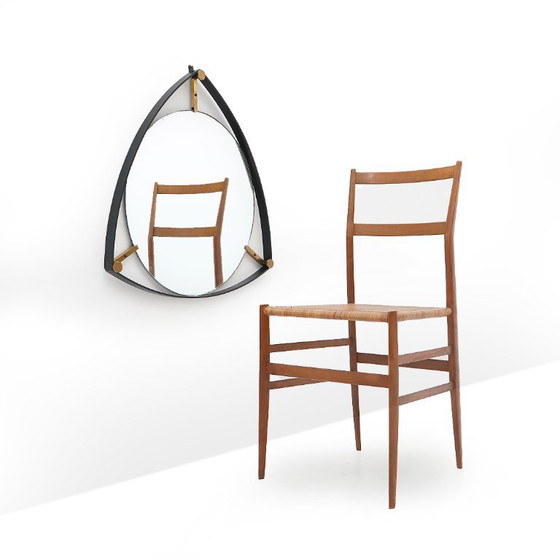 Image 1 of Spiegel met metalen en messing frame, jaren 50