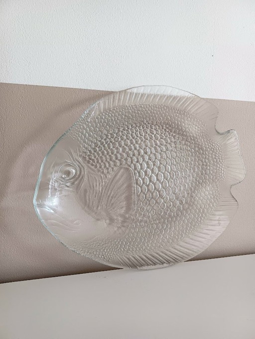 Vintage Arcoroc fish set (1 serving bowl + 6 plates) Arc International
