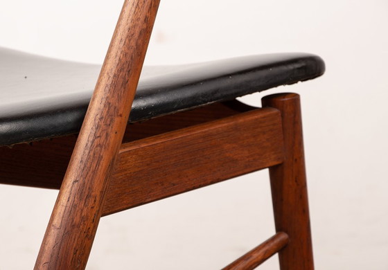Image 1 of Danish armchairs in teak and skai by Helge Sibast for Sibast 1955.