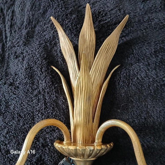 Image 1 of splendid set of 2 or 3 Maison Charles Palmier bronze wall lights
