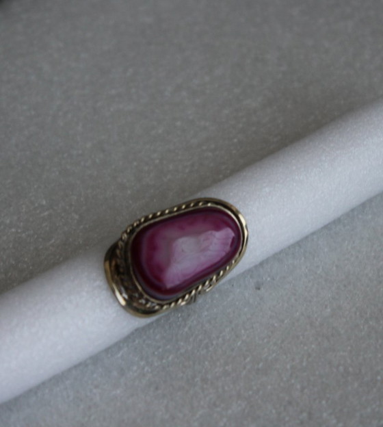 Image 1 of Anillo llamativo de plata de alpaca con una gran piedra semipreciosa morada, hecho a mano, talla ajustable.