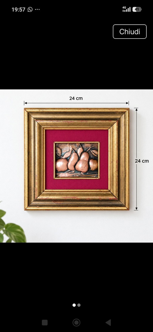Splendid Embossed Copper Picture with Gilded Frame