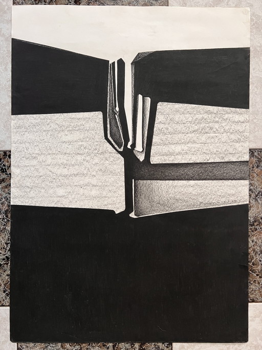 Peter Steinforth Astrazione geometrica, inchiostro, Germania 1969, Berlino