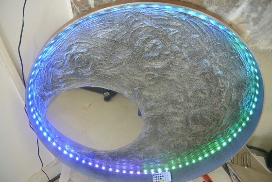Moon landscape mirror 60 cm round – Tonny Sixxx, Glass, Wood (photo 5 of 12)