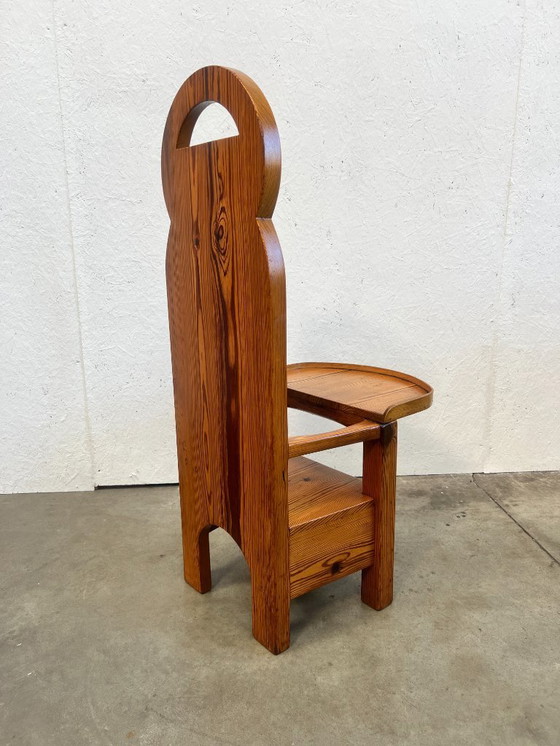 Image 1 of Vintage High Chair, Brutalist, Pine Wood 1970s