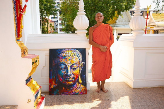 Image 1 of Unique hand-painted Buddha painting “Eternal Calm” – Seksak Jaichumchen – 80×100 cm
