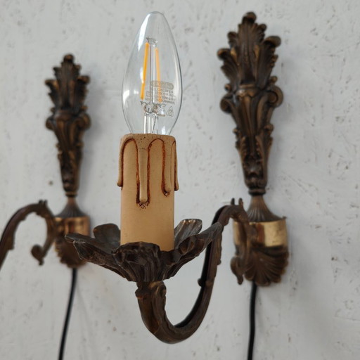 Appliques vintage en laiton Hollywood Regency lampes de chevet 02