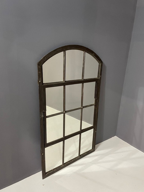 Image 1 of Industrial Iron Mirror with Patina, Czechoslovakia, 1960s