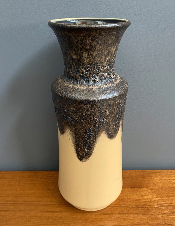 Image 1 of U-Keramikvase (Überlacker) Modell 1452-40, gelb und schwarz WGP 1960er Jahre