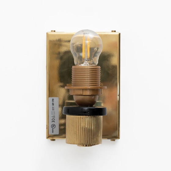 Image 1 of Pair of Italian Murano Glass Wall Sconces with Gold Dust Inclusions and Brass