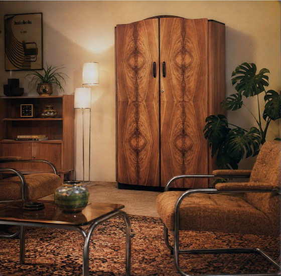 Image 1 of Art Deco Walnut Wardrobe by Jindrich Halabala, 1940s