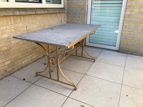 Cast iron garden table with hard stone top 160x80 cm – Metal (photo 3 of 8)