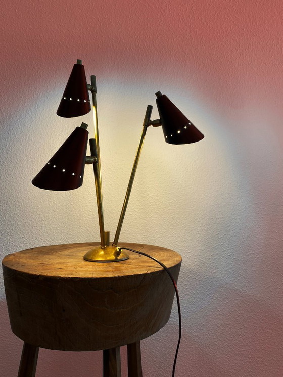 Image 1 of Lampada italiana in ottone a tre teste, design anni '50